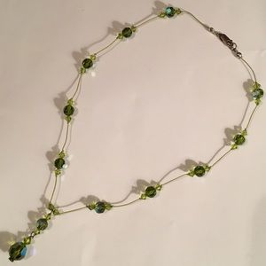 ❤️SOLD❤️Chartreuse Green Crystal Neckla